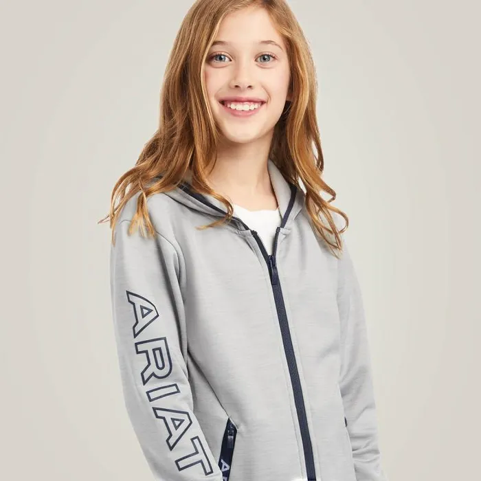 Kids English Riding Clothing Ariat Byron Full Zip Hoodie Heather Grey Kids English Riding Clothing Ariat Byron Full Zip Hoodie Heather Grey