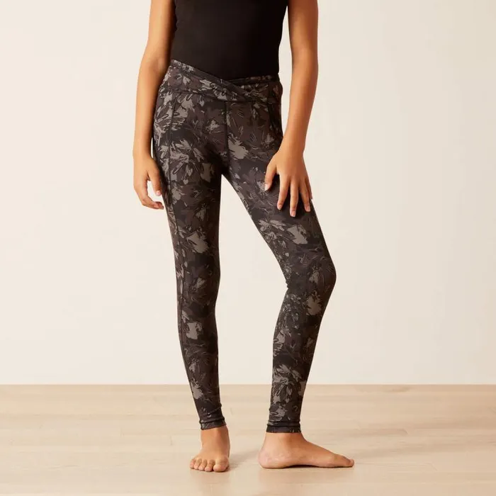 Kids English Riding Clothing Ariat Eos Etch Half Grip Tight Exploded Black Floral