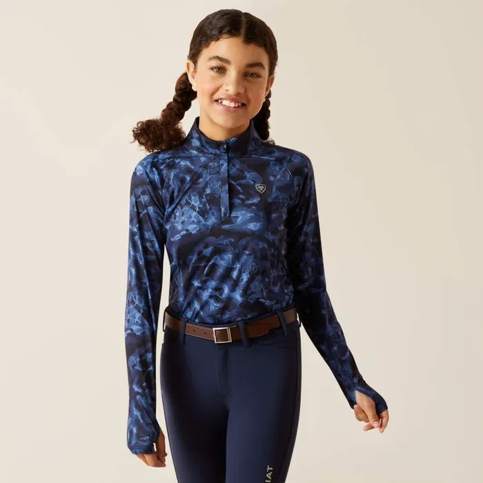 Kids English Riding Clothing Ariat Lowell 20 14 Zip Baselayer Stormy Skies