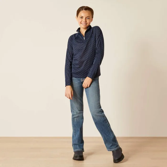 Kids English Riding Clothing Ariat Sunstopper 30 14 Zip Baselayer Navy Dot Kids English Riding Clothing Ariat Sunstopper 30 14 Zip Baselayer Navy Dot