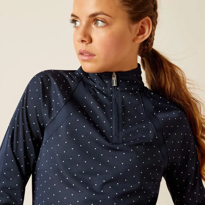 Kids English Riding Clothing Ariat Sunstopper 30 14 Zip Baselayer Navy Dot Kids English Riding Clothing Ariat Sunstopper 30 14 Zip Baselayer Navy Dot