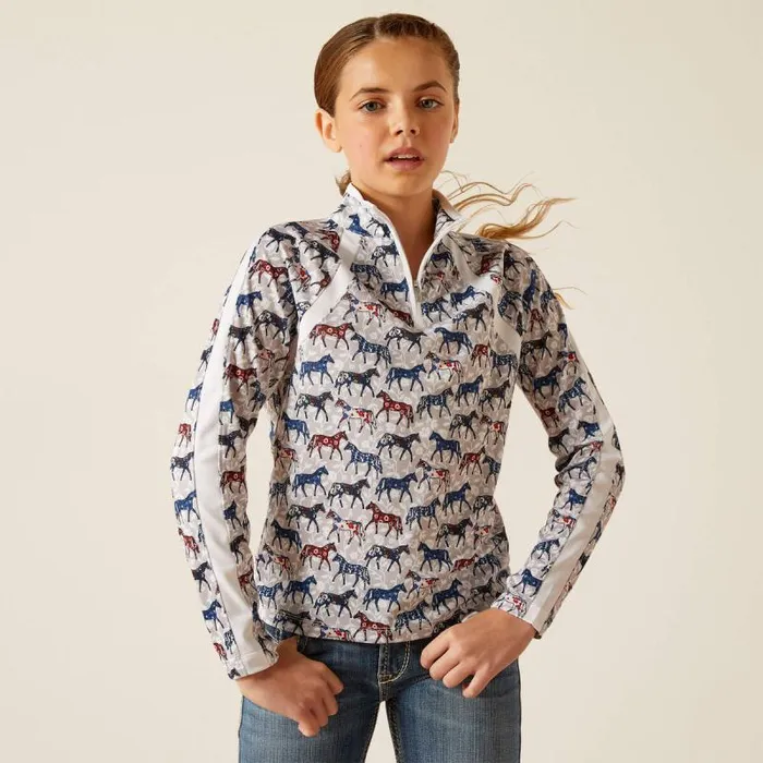 Kids English Riding Clothing Ariat Sunstopper 30 14 Zip Baselayer Painted Ponies