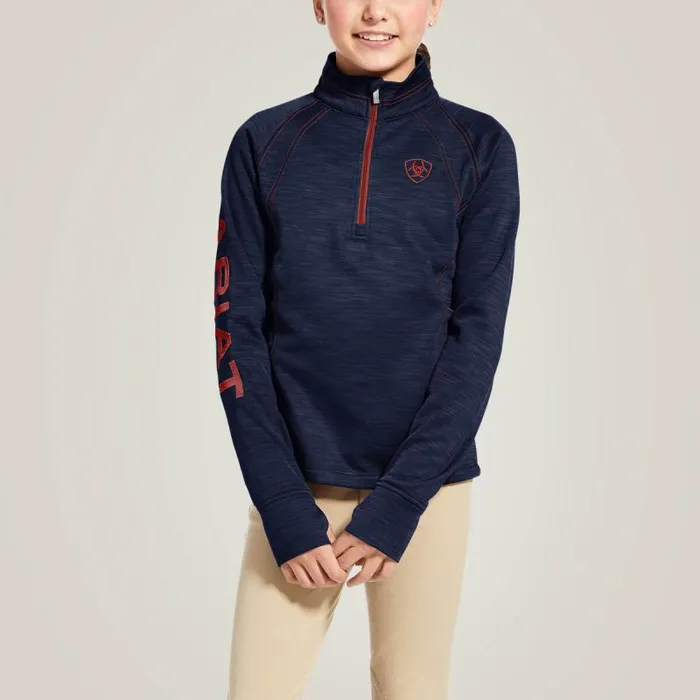 Kids English Riding Clothing Ariat TEK Team 12 Zip Sweatshirt Navy Heather