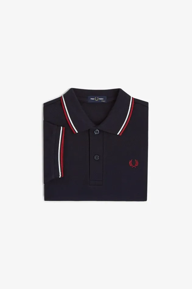 Kids Fred Perry Kids Twin Tipped Fred Perry Shirt Navysnow Whiteburnt Red