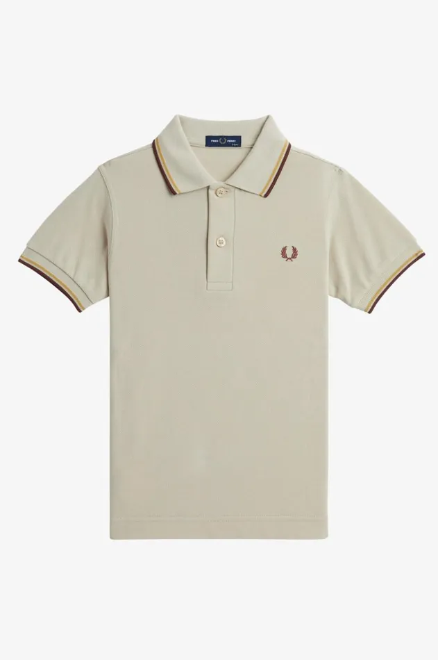 Kids Fred Perry Kids Twin Tipped Fred Perry Shirt Oatmealhoneycombwhisky Brown