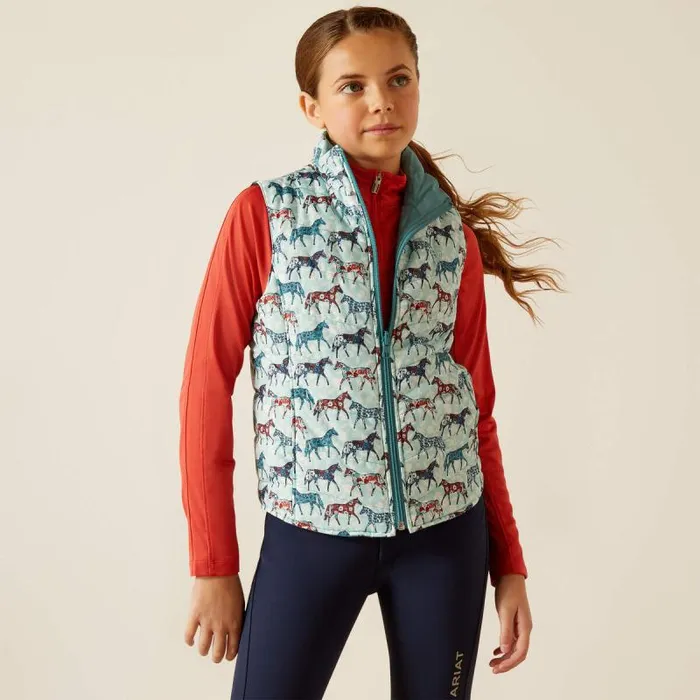 Kids Jackets and Vests Ariat Bella Reversible Insulated Vest Painted Poniesbrittany Blue
