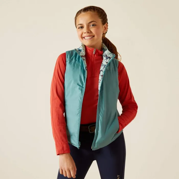 Kids Jackets and Vests Ariat Bella Reversible Insulated Vest Painted Poniesbrittany Blue Kids Jackets and Vests Ariat Bella Reversible Insulated Vest Painted Poniesbrittany Blue