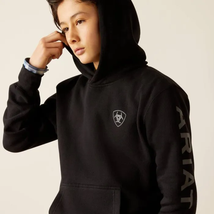 Kids Sweatshirts and Hoodies Ariat Ariat Logo Hoodie Black Kids Sweatshirts and Hoodies Ariat Ariat Logo Hoodie Black