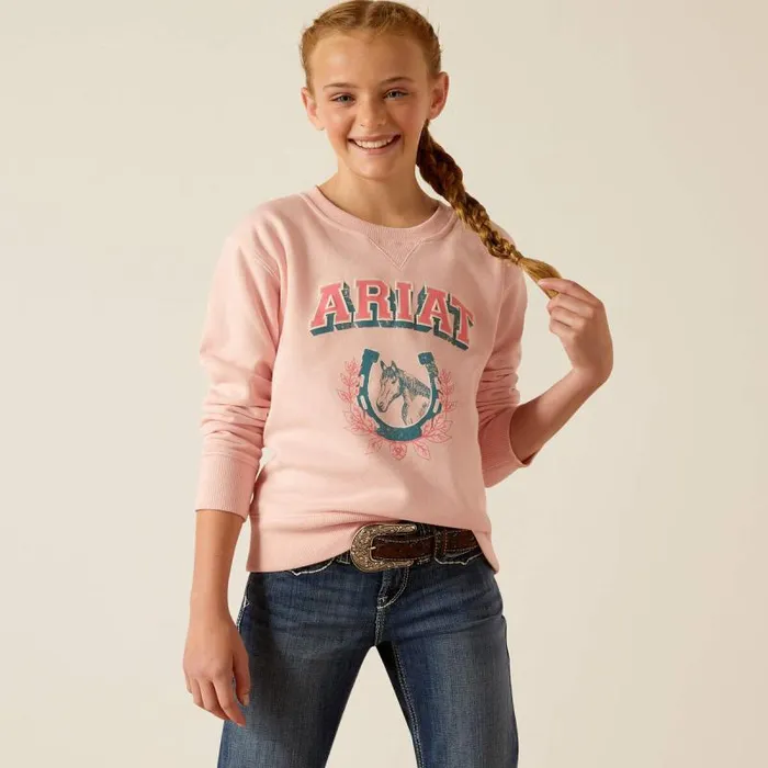 Kids Sweatshirts and Hoodies Ariat College Sweatshirt Blushing Rose