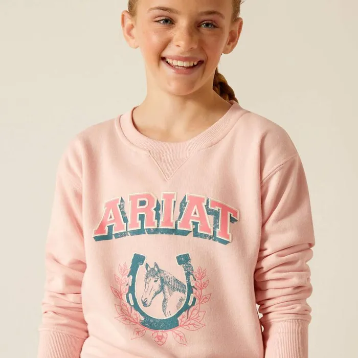 Kids Sweatshirts and Hoodies Ariat College Sweatshirt Blushing Rose Kids Sweatshirts and Hoodies Ariat College Sweatshirt Blushing Rose