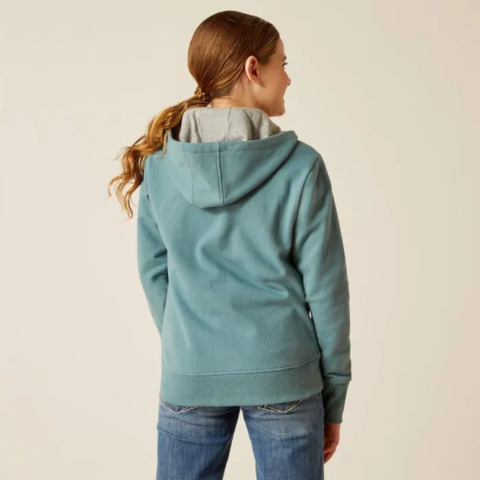 Kids Sweatshirts and Hoodies Ariat Team Logo Full Zip Hoodie North Atlantic Kids Sweatshirts and Hoodies Ariat Team Logo Full Zip Hoodie North Atlantic