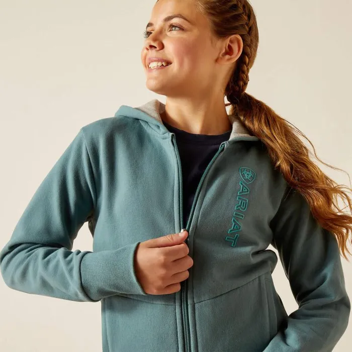 Kids Sweatshirts and Hoodies Ariat Team Logo Full Zip Hoodie North Atlantic Kids Sweatshirts and Hoodies Ariat Team Logo Full Zip Hoodie North Atlantic