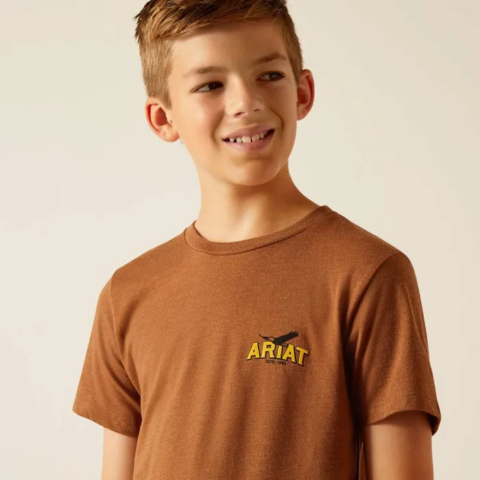 Kids TShirts and Polos Ariat Ariat Bison Sketch Shield TShirt Cinnamon