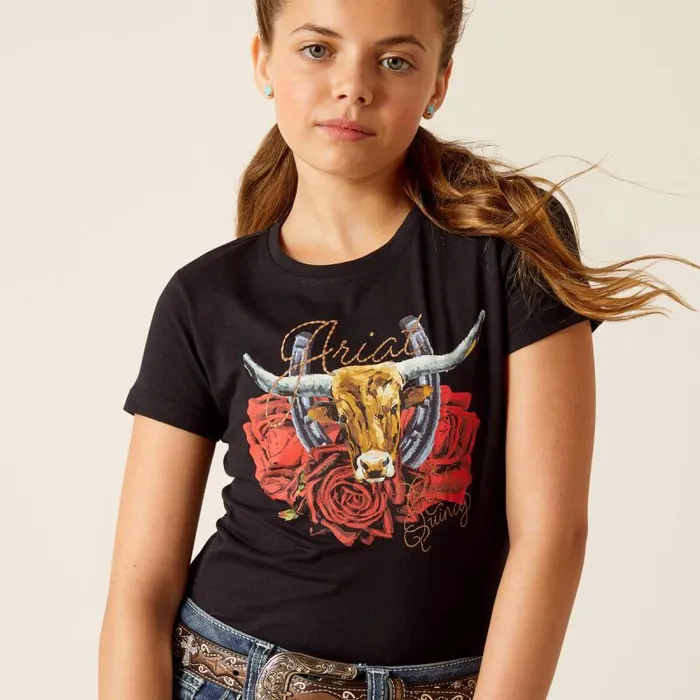 Kids TShirts and Polos Ariat Steer Rodeo Quincy TShirt Black