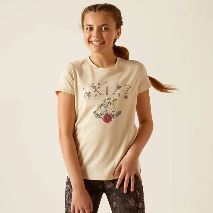 Kids TShirts and Polos Ariat Unicorn Insignia TShirt Oatmeal Heather