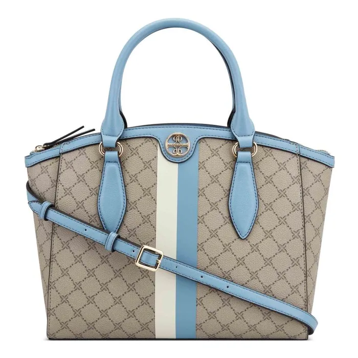 Kyelle Jet Set Satchel Beige Logo Denim WomenMen Nine West New Handbags