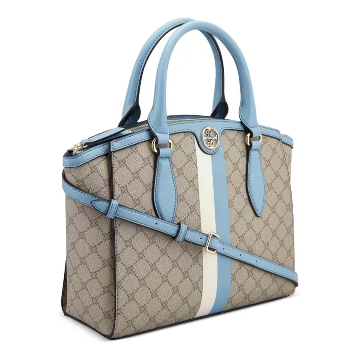 Kyelle Jet Set Satchel Beige Logo Denim WomenMen Nine West New Handbags