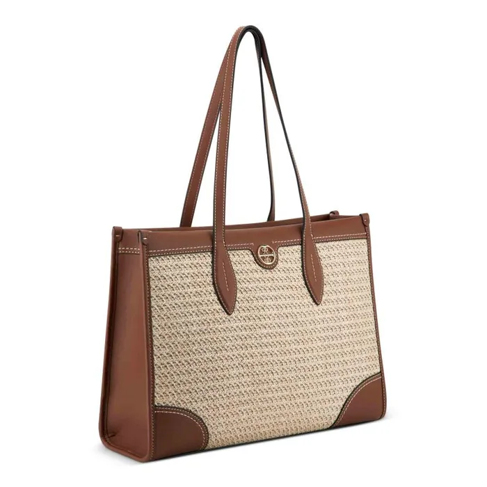 Kyelle Jet Set Tote Natural Dark Camel WomenMen Nine West Totes and Backpacks Kyelle Jet Set Tote Natural Dark Camel WomenMen Nine West Totes and Backpacks
