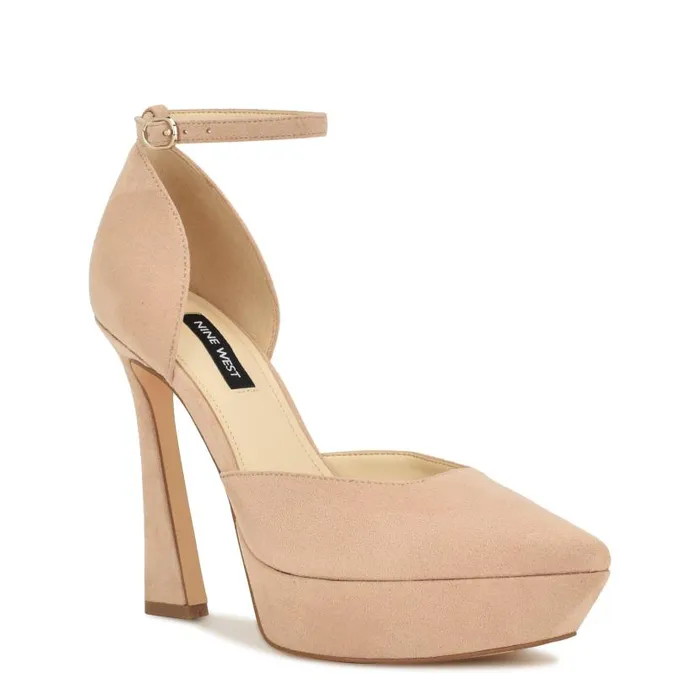 Laken Ankle Strap Heels Light Natural Women Nine West Heels