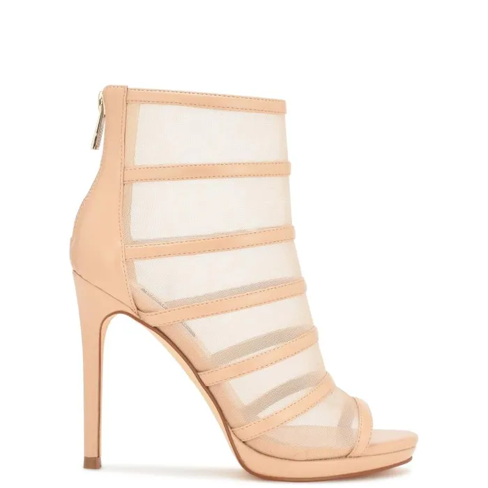 Larang Mesh Peep Toe Booties Warm Blush Women Nine West Boots and Booties