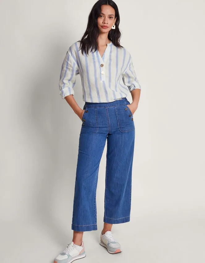 Lea Stripe Linen Top Blue Women Monsoon Casualwear