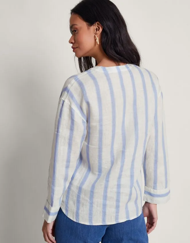 Lea Stripe Linen Top Blue Women Monsoon Casualwear