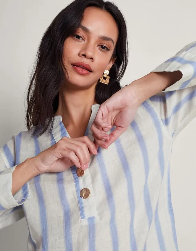 Lea Stripe Linen Top Blue Women Monsoon Casualwear