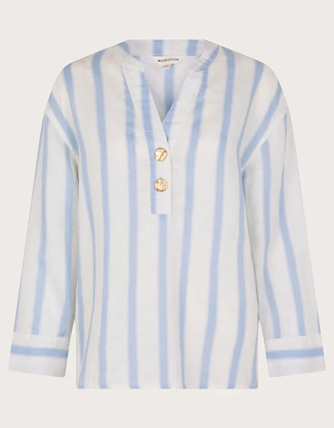 Lea Stripe Linen Top Blue Women Monsoon Casualwear