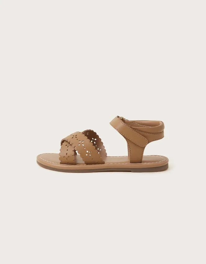 Leather Cutwork Sandals Tan Children Monsoon Girls039 Shoes and Sandals