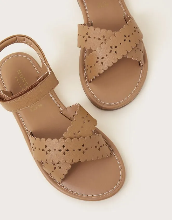 Leather Cutwork Sandals Tan Children Monsoon Girls039 Shoes and Sandals
