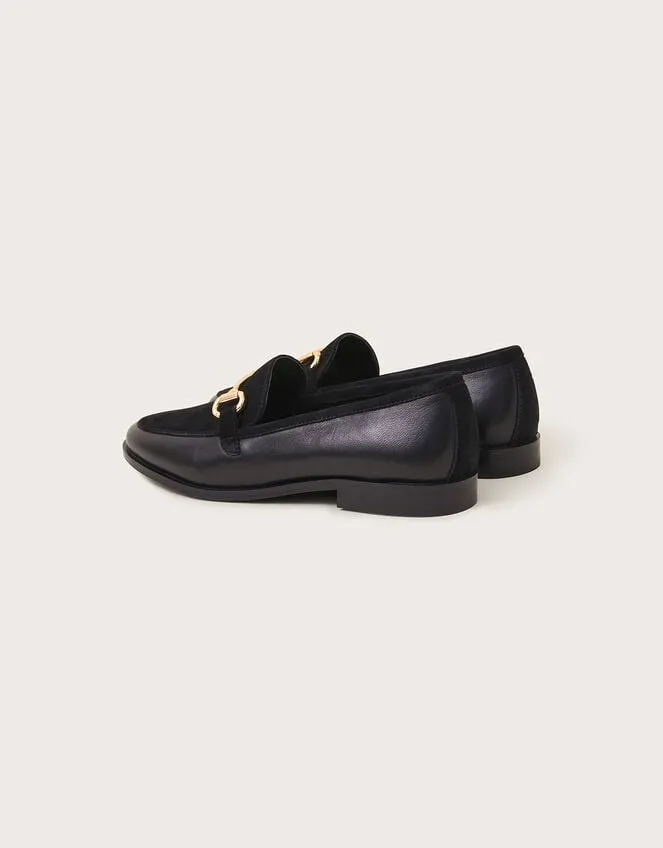 Leather Suede Loafers Black Women Monsoon Flats