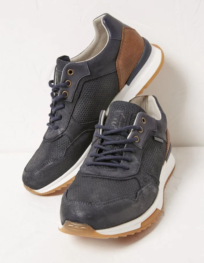 Leather Trainer Navy Men FatFace Trainers