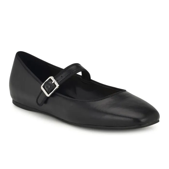 Lilow Square Toe Mary Jane Flats Black Women Nine West Ballets