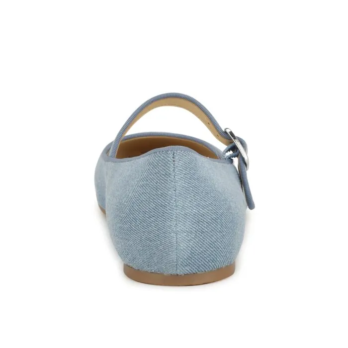 Lilow Square Toe Mary Jane Flats Denim Women Nine West Ballets