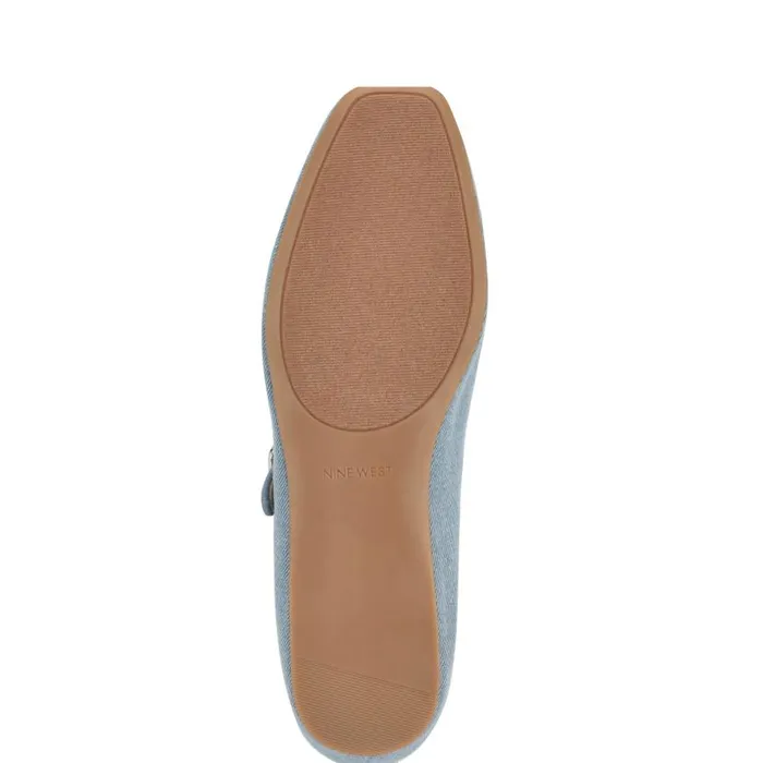 Lilow Square Toe Mary Jane Flats Denim Women Nine West Ballets
