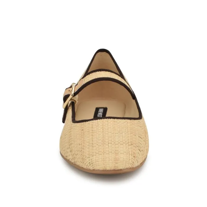 Lilow Square Toe Mary Jane Flats Natural Raffia Women Nine West Ballets