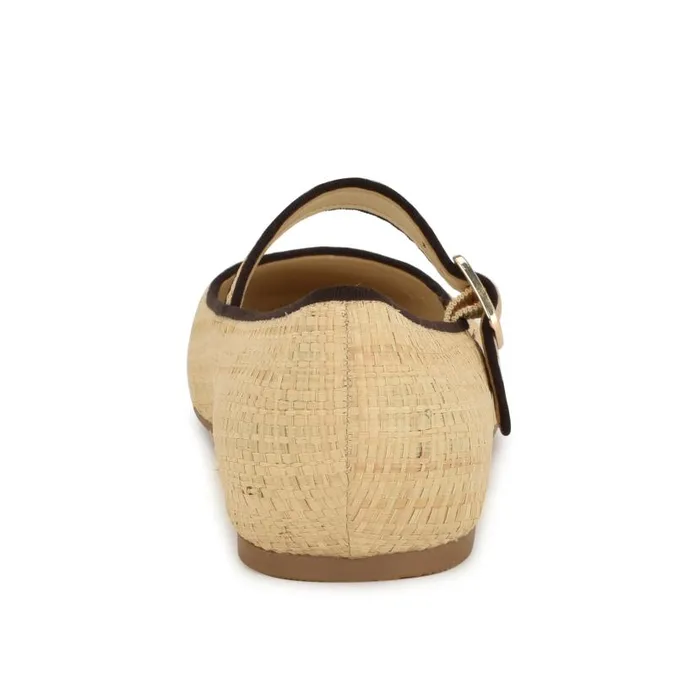 Lilow Square Toe Mary Jane Flats Natural Raffia Women Nine West Ballets