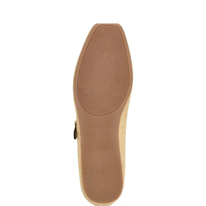 Lilow Square Toe Mary Jane Flats Natural Raffia Women Nine West Ballets