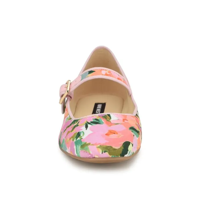 Lilow Square Toe Mary Jane Flats Pink Floral Women Nine West Ballets