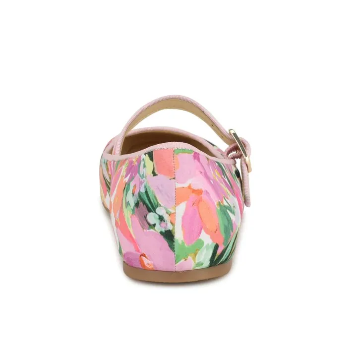 Lilow Square Toe Mary Jane Flats Pink Floral Women Nine West Ballets