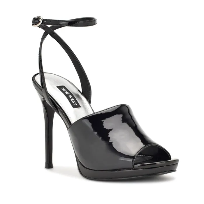 Limbery Anke Strap Sandals Black Patent Women Nine West Sandals