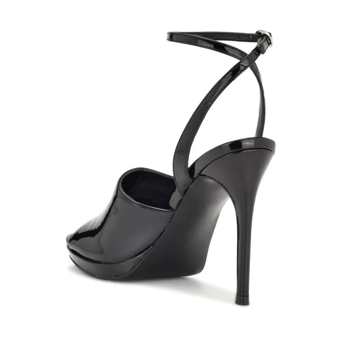 Limbery Anke Strap Sandals Black Patent Women Nine West Sandals