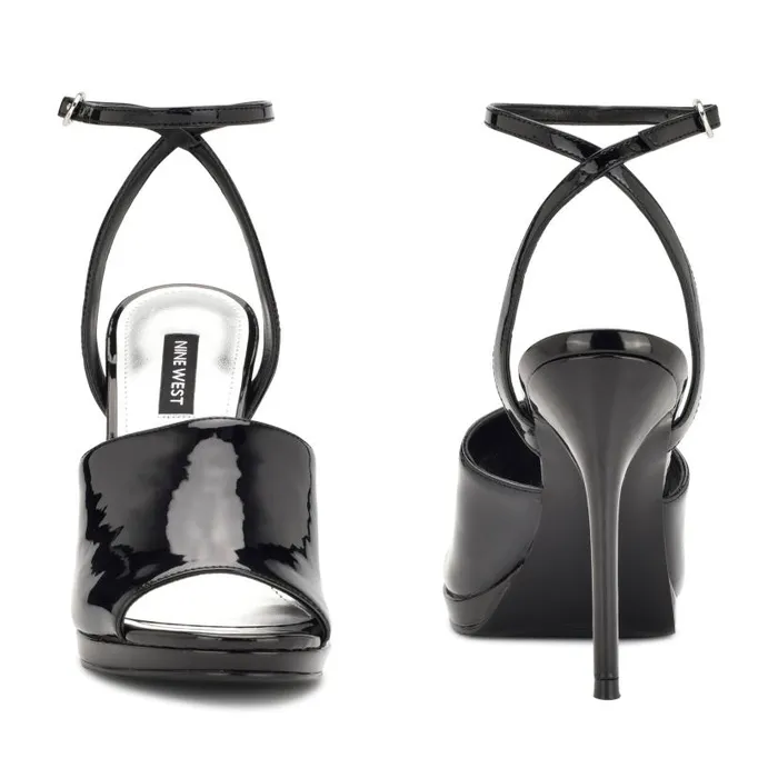 Limbery Anke Strap Sandals Black Patent Women Nine West Sandals