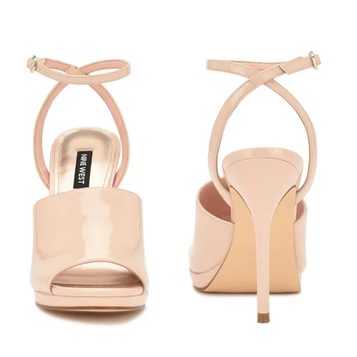 Limbery Anke Strap Sandals Light Natural Patent Women Nine West Sandals