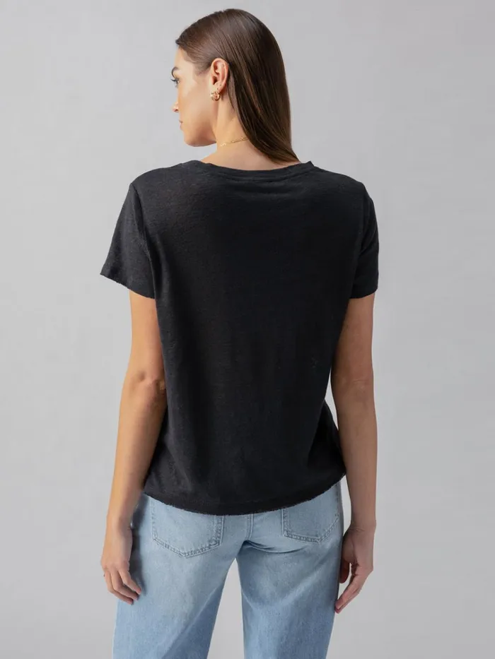 Linen Perfect Tee Black Women Sanctuary Clothing Tees and Tops Linen Perfect Tee Black Women Sanctuary Clothing Tees and Tops