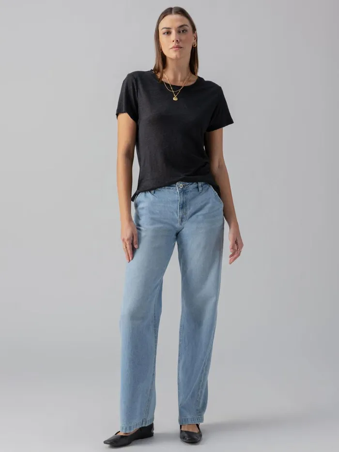 Linen Perfect Tee Black Women Sanctuary Clothing Tees and Tops Linen Perfect Tee Black Women Sanctuary Clothing Tees and Tops