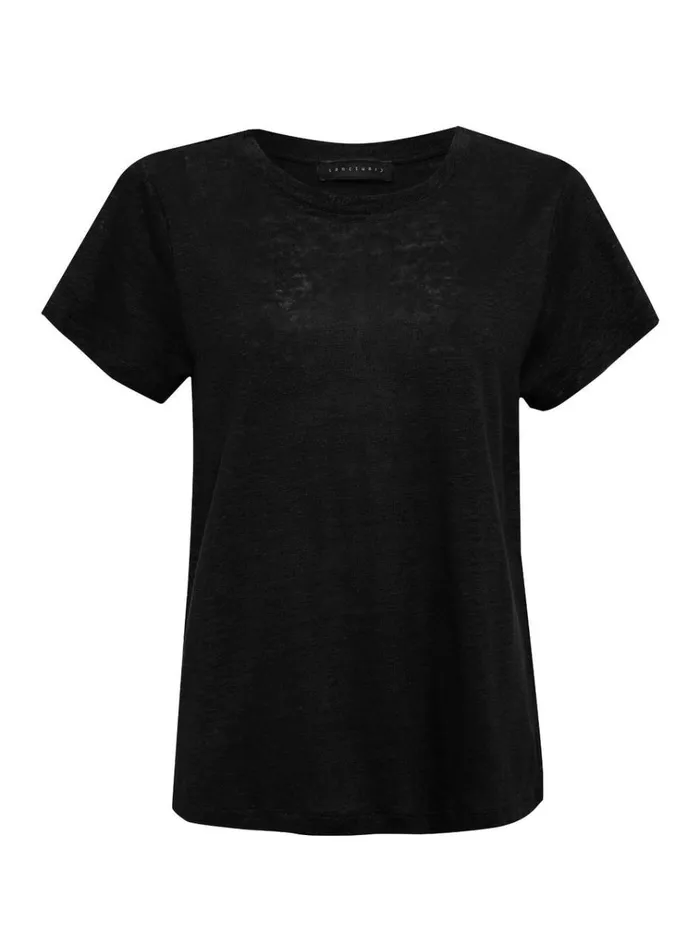 Linen Perfect Tee Black Women Sanctuary Clothing Tees and Tops Linen Perfect Tee Black Women Sanctuary Clothing Tees and Tops