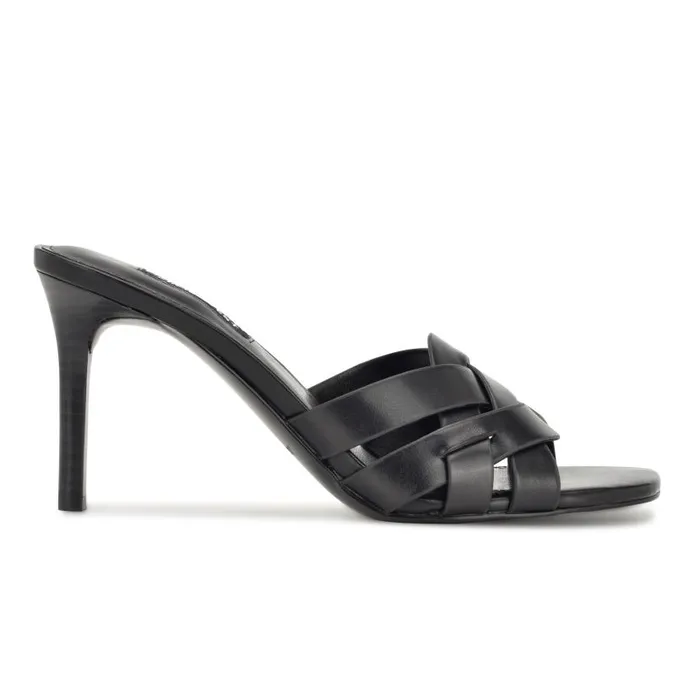 Linette Heeled Slide Sandals Black Women Nine West Heels