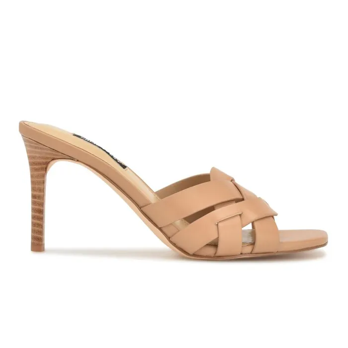 Linette Heeled Slide Sandals Natural Women Nine West Heels