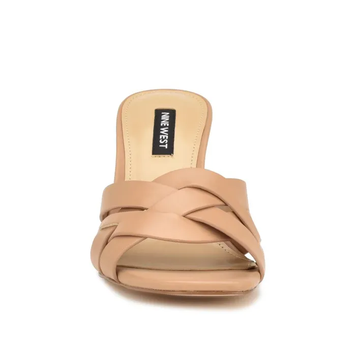 Linette Heeled Slide Sandals Natural Women Nine West Heels